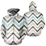 Zigzag  Chevron Paint Pattern Zip Up Hoodie