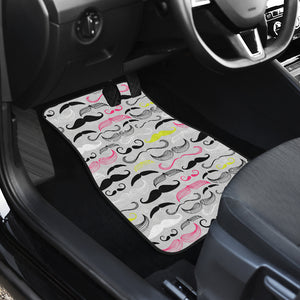 Mustache Beard Pattern Print Design 02 Front and Back Car Mats