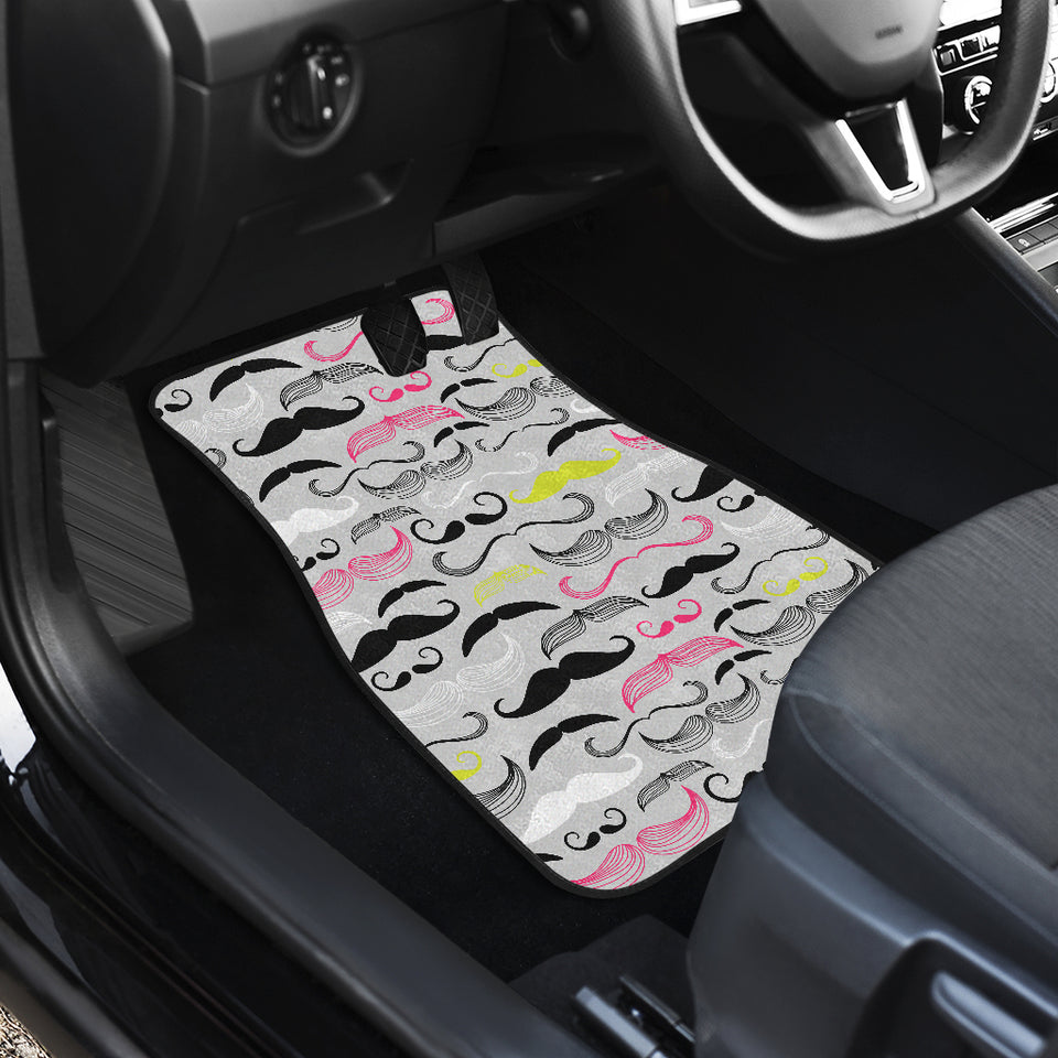 Mustache Beard Pattern Print Design 02 Front and Back Car Mats