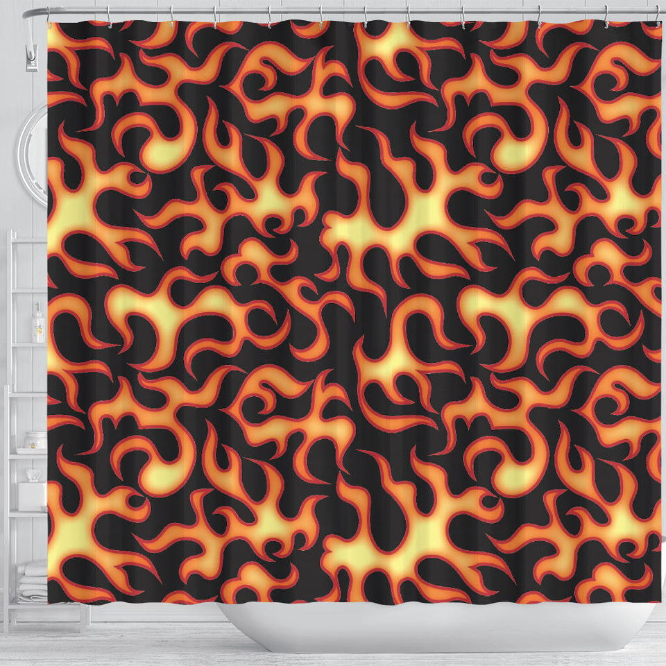 Fire Flame Dark Pattern Shower Curtain Fulfilled In US