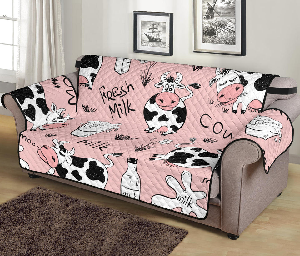 Cows milk product pink background Sofa Cover Protector