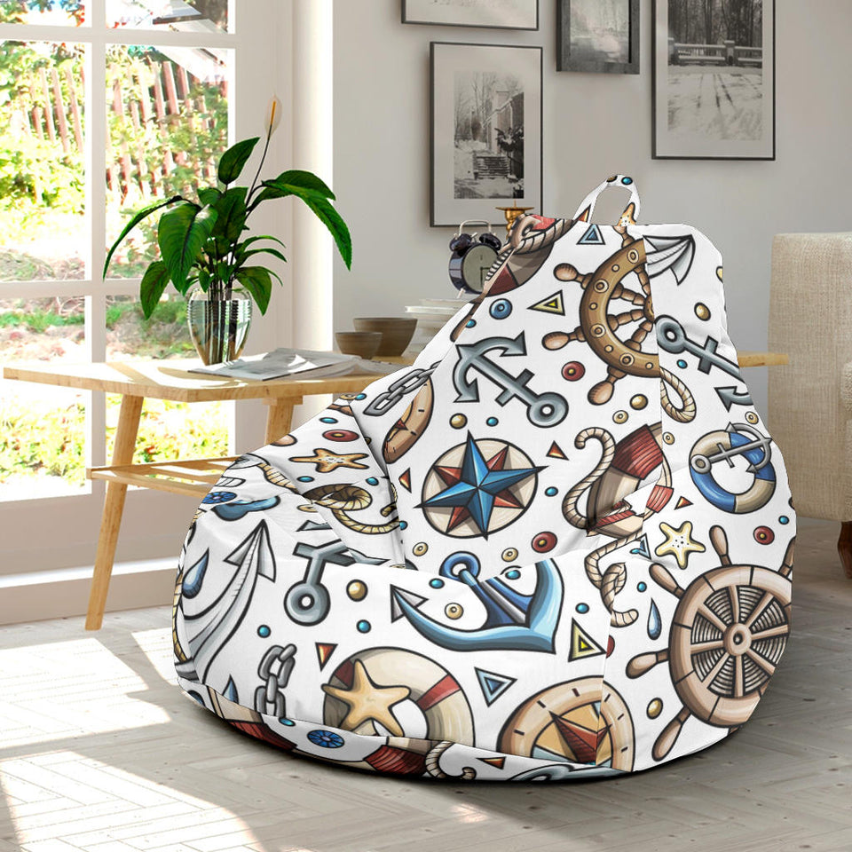 Cute Nautical Steering Wheel Anchor Pattern Bean Bag Cover