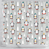 Cute Penguin Christmas Pattern Shower Curtain Fulfilled In US