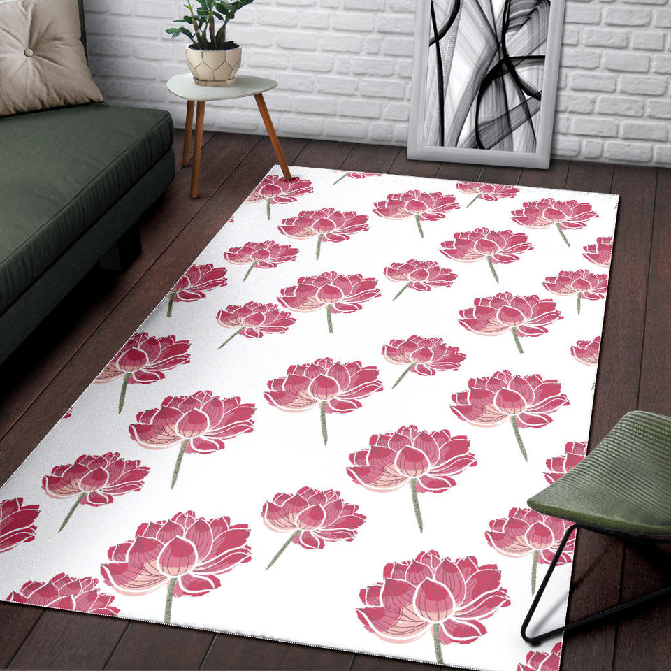 Pink Lotus Waterlily Pattern Area Rug