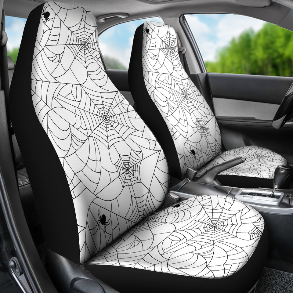 Spider Web Cobweb Pattern White Background Universal Fit Car Seat Covers