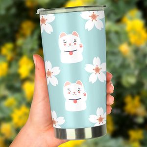 Maneki Neko Lucky Cat Sakura Tumbler