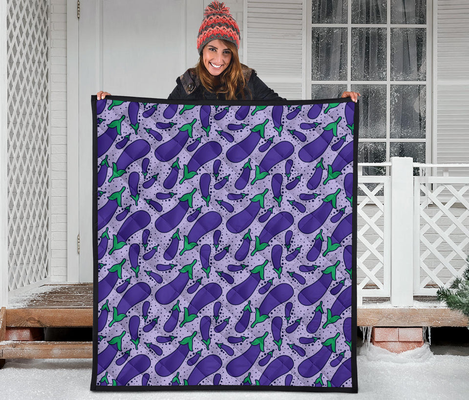 Eggplant Pattern Print Design 03 Premium Quilt