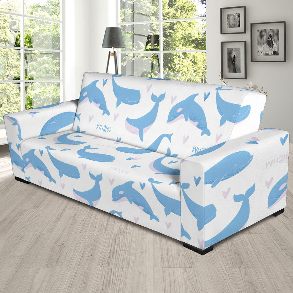 Blue Whale Pattern Sofa Slipcover