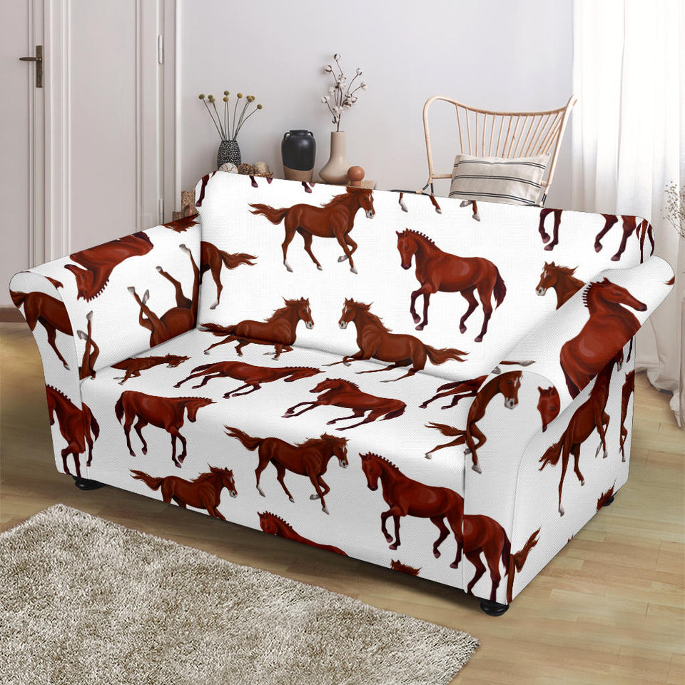 Horses Running Pattern Background Loveseat Couch Slipcover