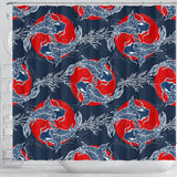 Koi Fish Carp Fishs Hand Drawn Japanese Art Shower Curtain Fulfilled In US