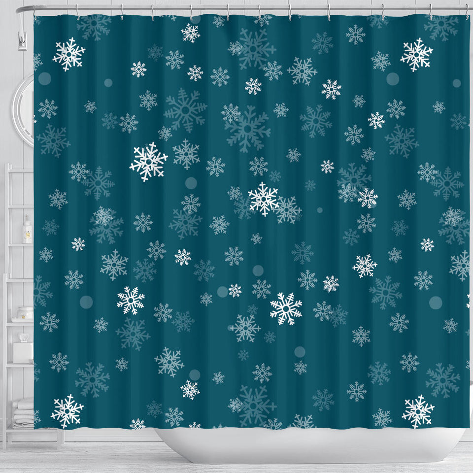 Snowflake Pattern Dark Background Shower Curtain Fulfilled In US