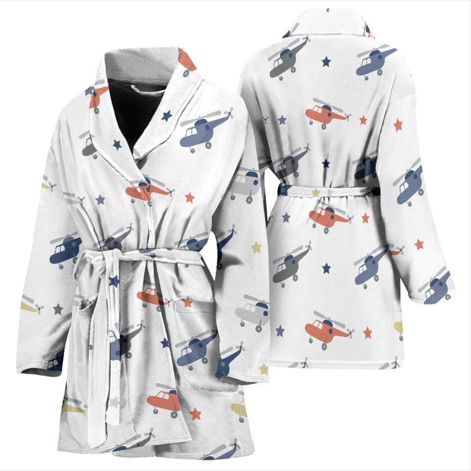 Cute Helicopter Star Pattern Women'S Bathrobe