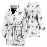 Cute Helicopter Star Pattern Women'S Bathrobe