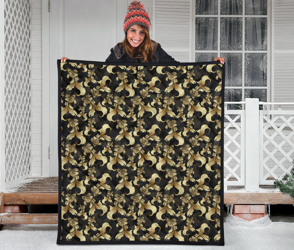 Goldfish Pattern Print Design 01 Premium Quilt