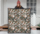 Monkey Tropical Leaves Background Premium Quilt