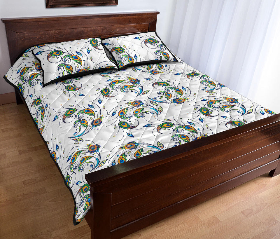 Peacock feather pattern Quilt Bed Set