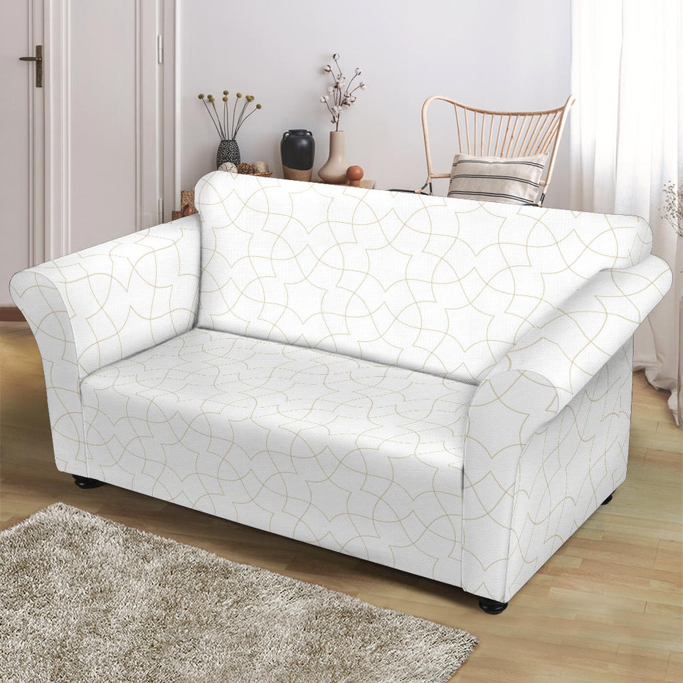 Arabic White Pattern Loveseat Couch Slipcover