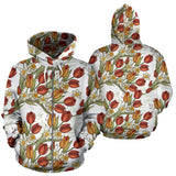 Red Tulips And Daffodils Pattern Zip Up Hoodie