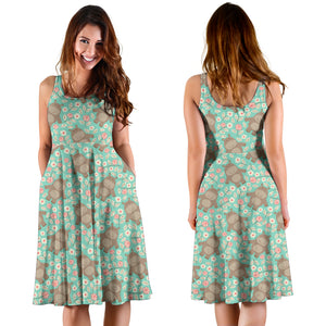 Hippopotamus Pattern Print Design 02 Sleeveless Midi Dress