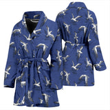 Seagull Pattern Print Design 03 Women's Bathrobe