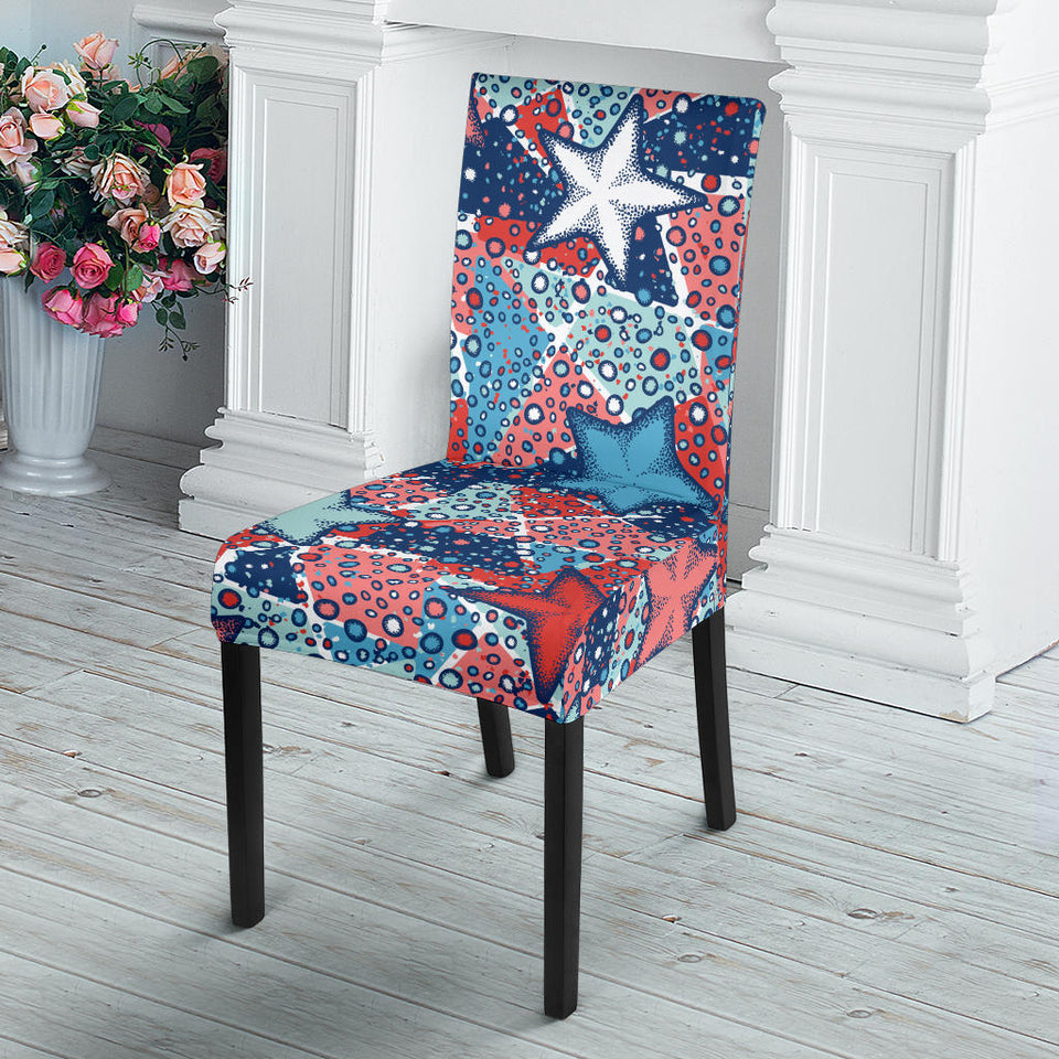 Hand Drawn Colorful Starfish Dining Chair Slipcover