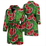 Watermelons Tropical Palm Leaves Pattern Background Men'S Bathrobe
