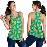 Pineapples pattern green background Women Racerback Tank Top