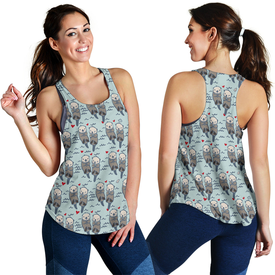 Lovely Sea Otter Pattern Women Racerback Tank Top