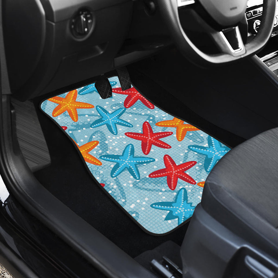 Blue Red Orange Starfish Pattern Front And Back Car Mats