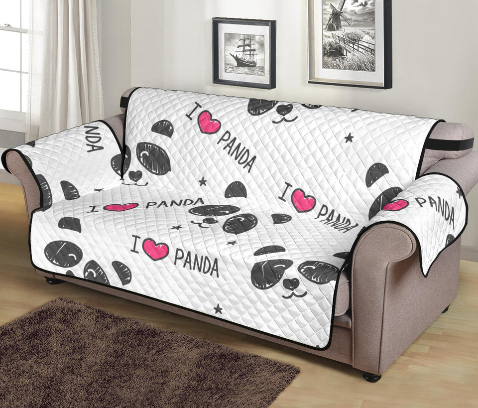 Hand Drawn faces of pandas pattern Sofa Cover Protector