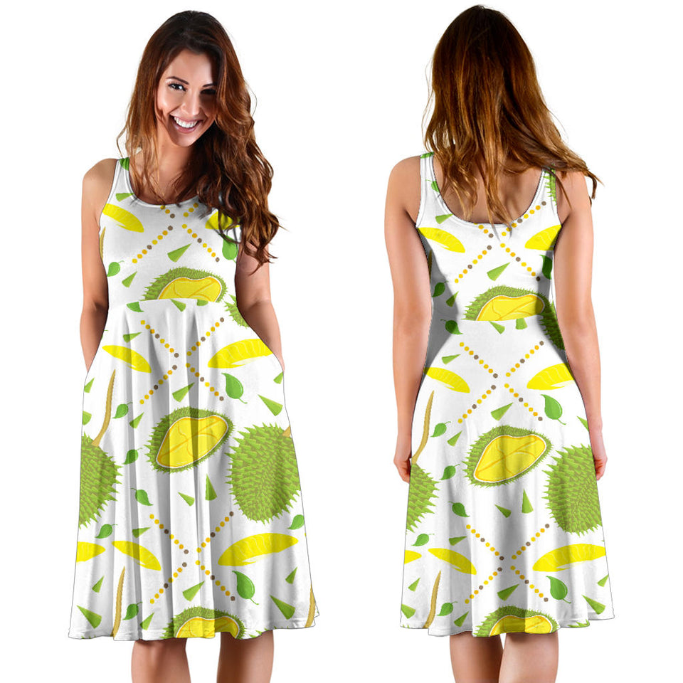 Durian Pattern Background Sleeveless Midi Dress