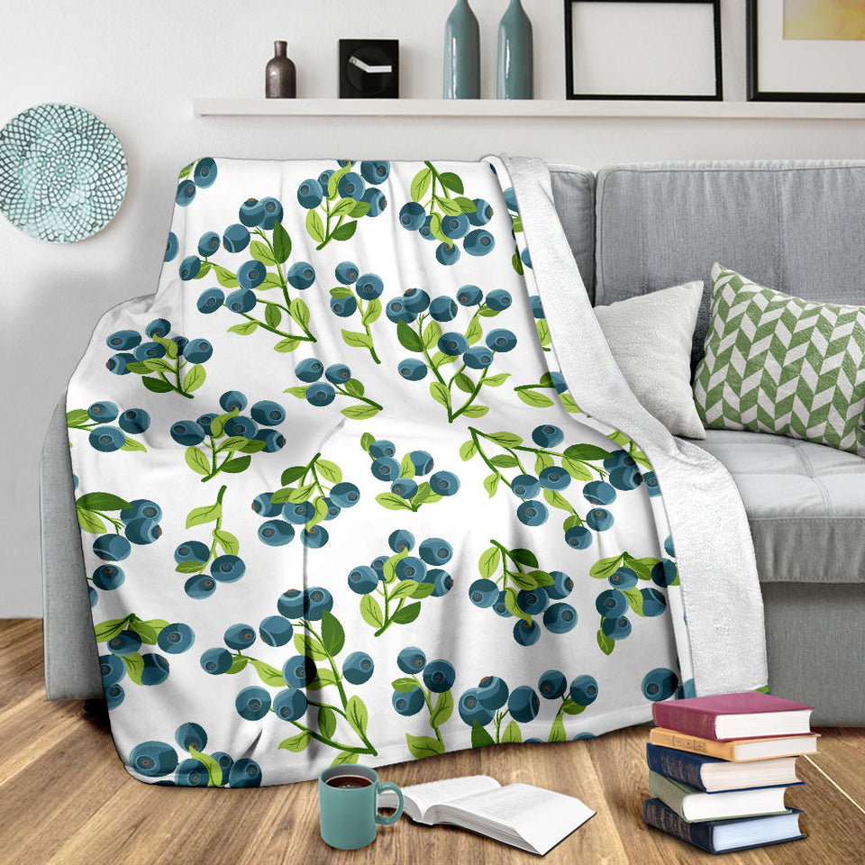 Blueberry White Background Premium Blanket