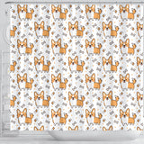Cute Corgi Heart Star Bone Pattern Shower Curtain Fulfilled In US