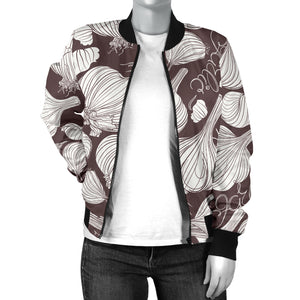 Garlic Bulb Dark Background Women'S Bomber Jacket