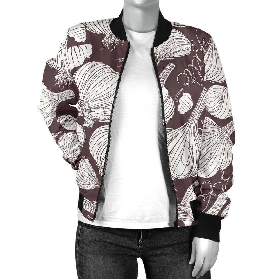 Garlic Bulb Dark Background Women'S Bomber Jacket