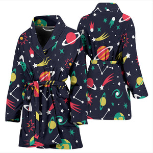 Colorful Space Pattern Planet Star Women'S Bathrobe