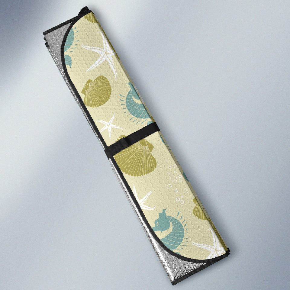 Seahorse Shell Starfish Pattern Background Car Sun Shade