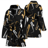 Saxophone Design Pattern Women'S Bathrobe