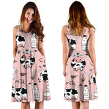 Cows Milk Product Pink Background Sleeveless Midi Dress