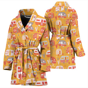 Camper Van Pattern Print Design 04 Women's Bathrobe