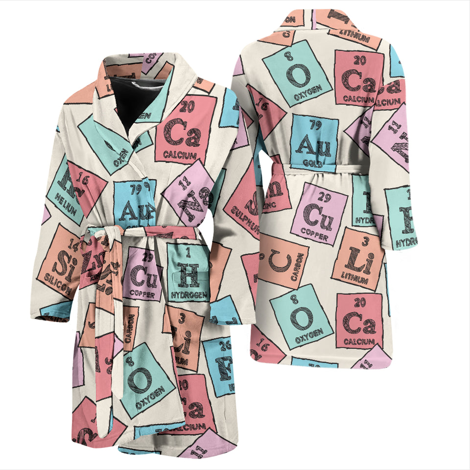 Chemistry Periodic Table Pattern Print Design 02 Men's Bathrobe