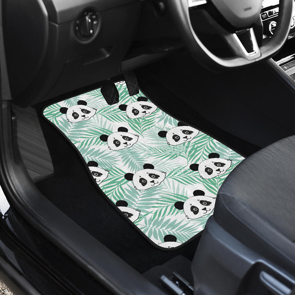 Panda Pattern Tropical Leaves Background Front Car Mats