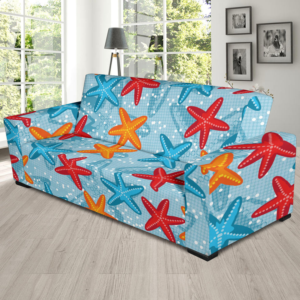 Blue Red Orange Starfish Pattern Sofa Slipcover
