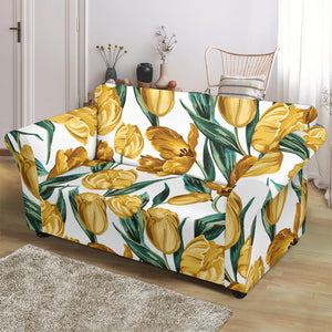 Yellow Tulips Pattern Loveseat Couch Slipcover