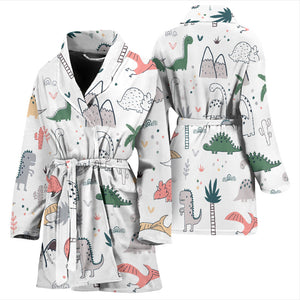 Cute Cartoon Dinosaurs Tree Pattern Women'S Bathrobe