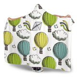 Hot Air Balloon Bird Cloud Pattern Hooded Blanket