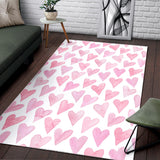 Watercolor Pink Heart Pattern Area Rug