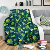 Lime Ice Flower Pattern Premium Blanket