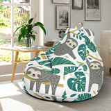 Cute Sloths Tropical Palm Leaves White Background Bean Bag Cover