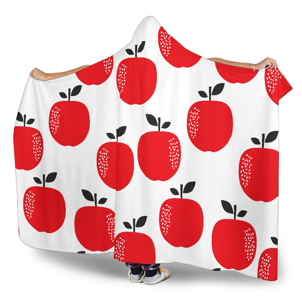 Red Apples White Background Hooded Blanket